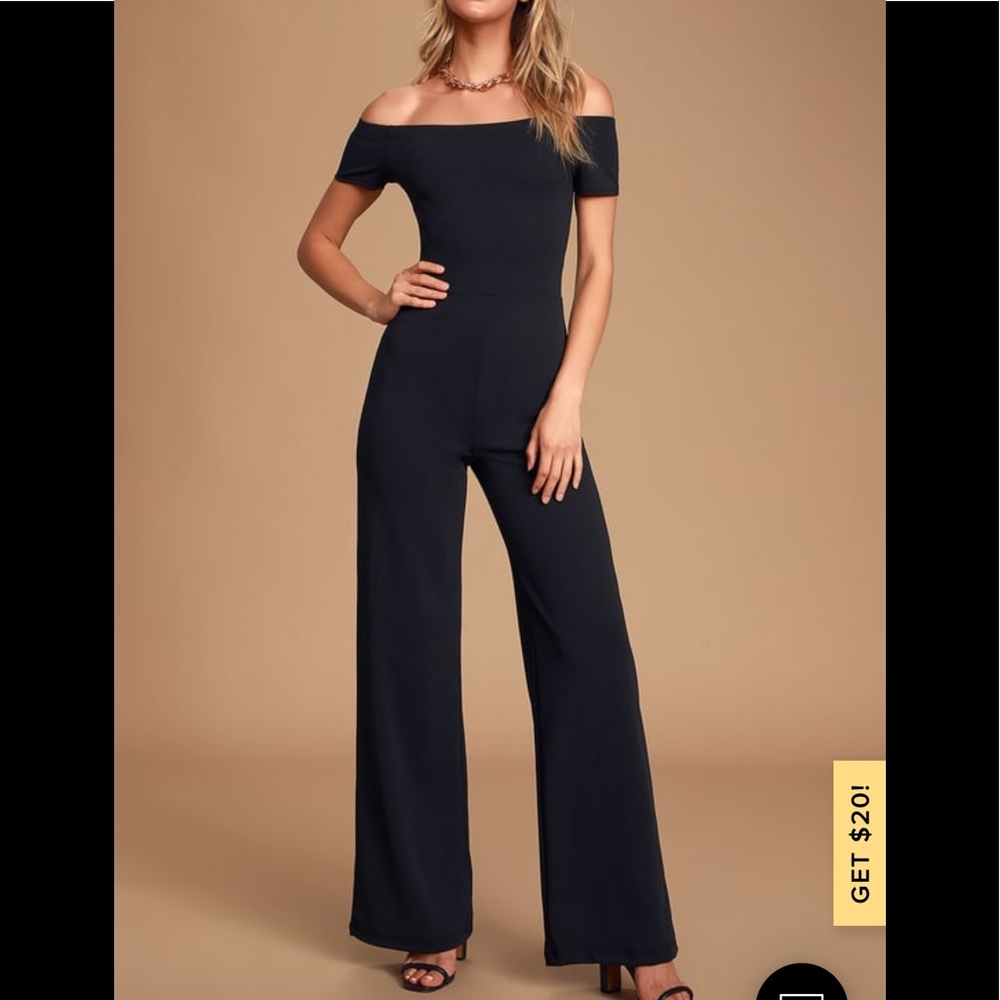 Lulu’s black off the shoulder jumpsuit